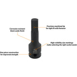 1/2" Drive 8 Piece SAE Hex Bit Impact Socket Set