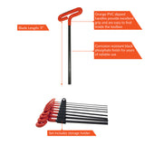 8 Piece T-Handle, Metric Hex Key Set, 9" Blade, 2mm - 10mm